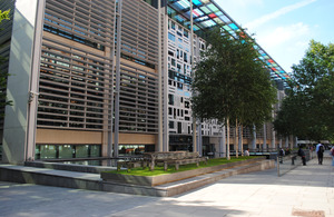 This image shows a front view of the Home Office HQ.