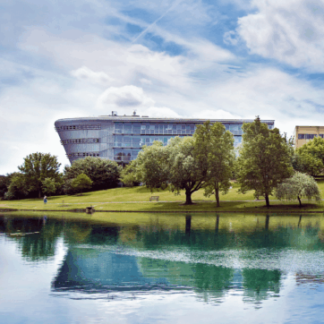 This image shows a University of Surrey building.