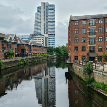 Buildings bordering Leeds canal